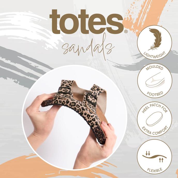 totes® Ladies PU Double Buckle Slider Animal Print Extra Image 5